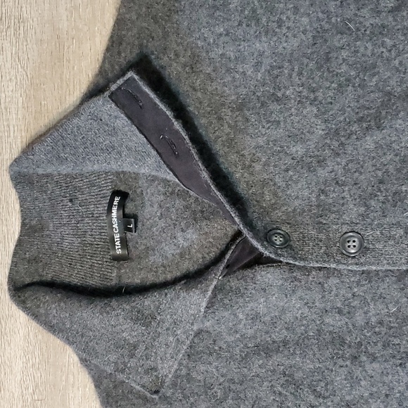 State Cashmere Mock-Neck Quarter Button Polo Sweater L - Picture 3 of 6